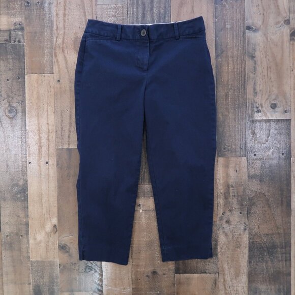 Talbots Size 4 Petite The Perfect Crop Navy Blue Dark Blue Cropped Chino Pants - Picture 1 of 7
